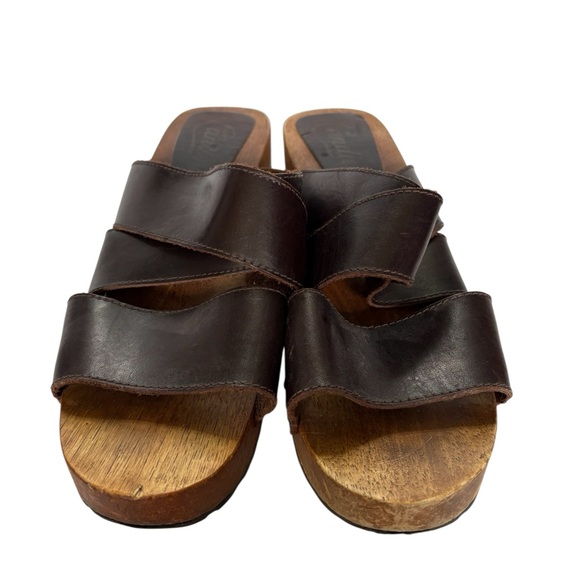 Y2K Candies wooden leather strappy clogs shoes size 10 - Picture 7 of 9